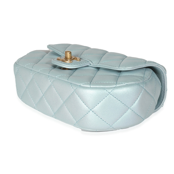 Chanel 24C Light Blue Iridescent Quilted Lambskin Small Top Handle Bag - Picture 8 of 8